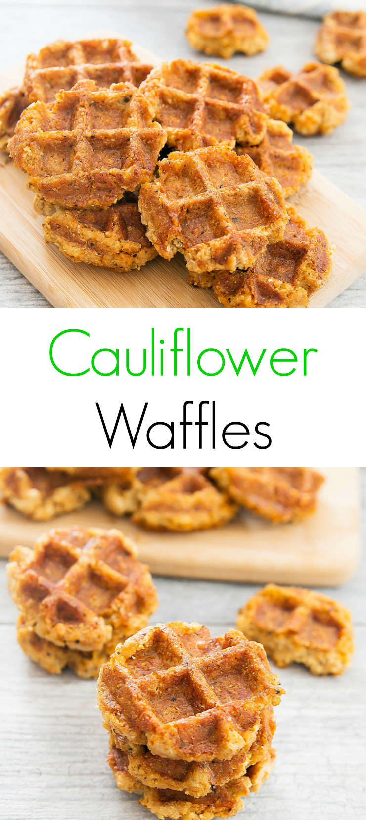 photo collage of cauliflower waffles.