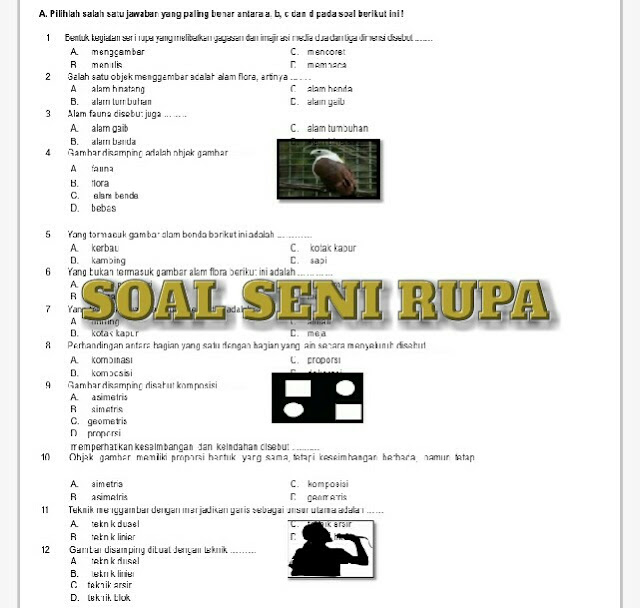 Soal Seni Rupa Kelas 7 SMP-MTs Kurikulum K13 Semester Ganjil 2017