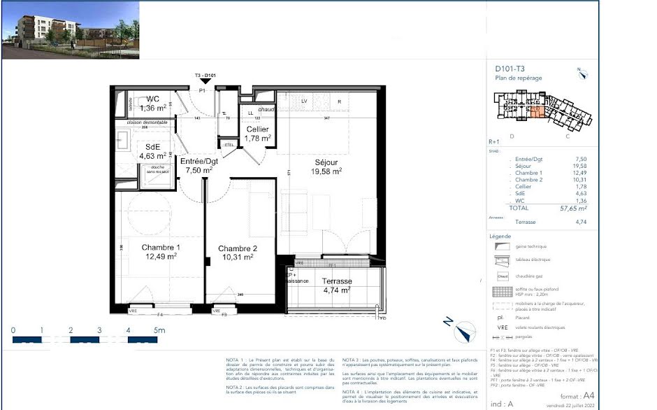 Vente appartement 3 pièces 57.65 m² à Cholet (49300), 225 700 €