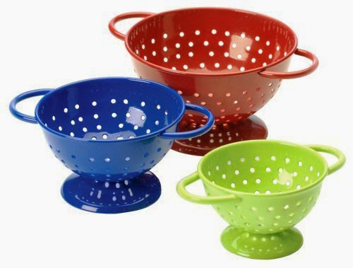  Progressive International Set of Mini Colanders, Blue, Green and Red