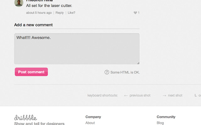 Dribbble : Random Comments chrome extension