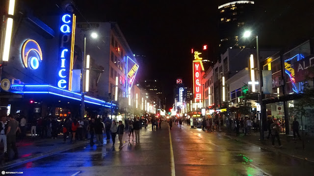 the Granville street during the Saturday night in Vancouver, Canada 