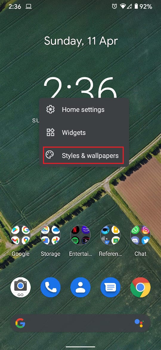 Stuknij w Style i tapety, aby wyświetlić tapety |  Jak zmienić tapetę na Androidzie