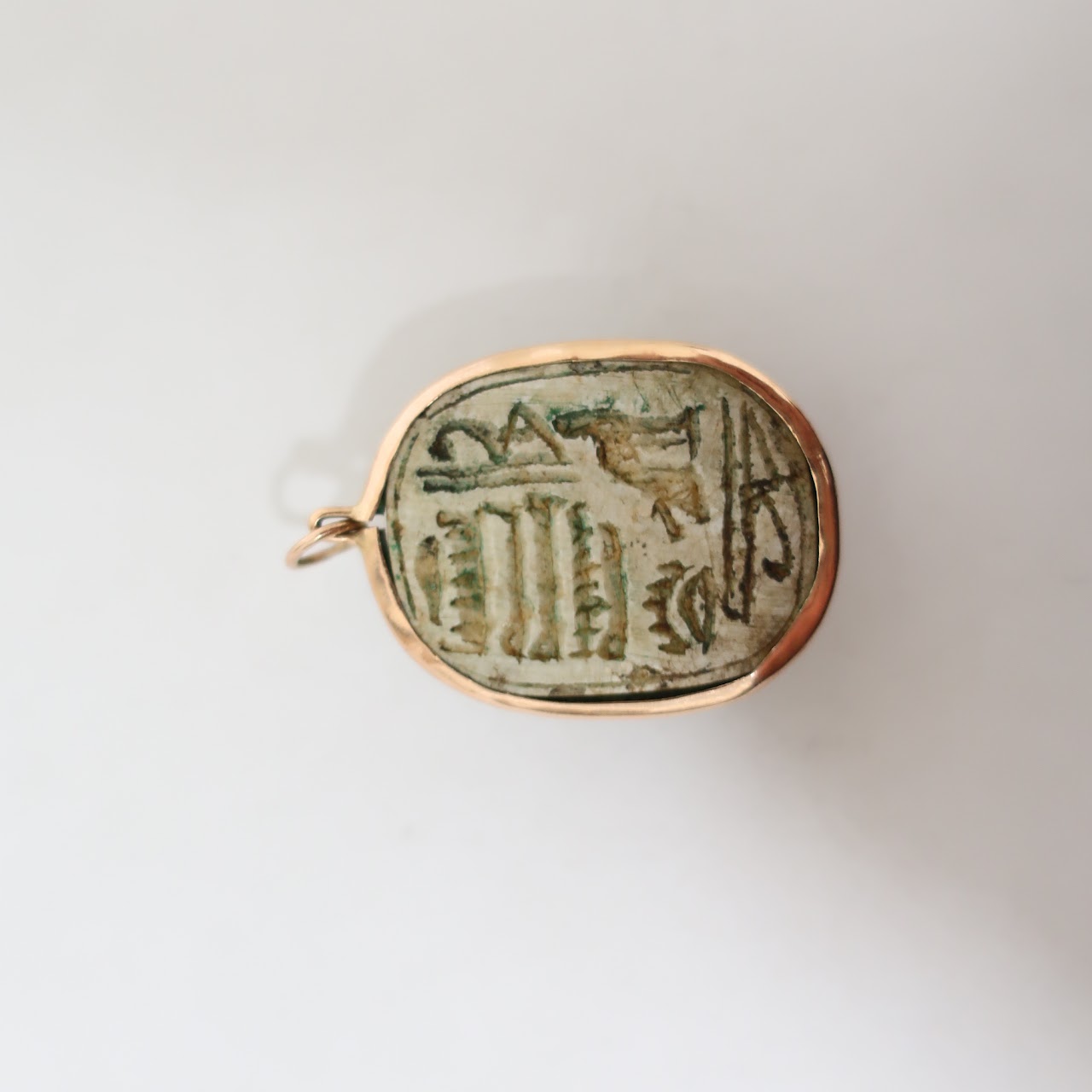 14k Gold & Horn Carved Scarab Beetle