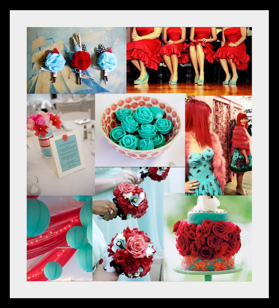 red and turquoise wedding