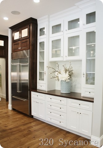 white and dark cabinets