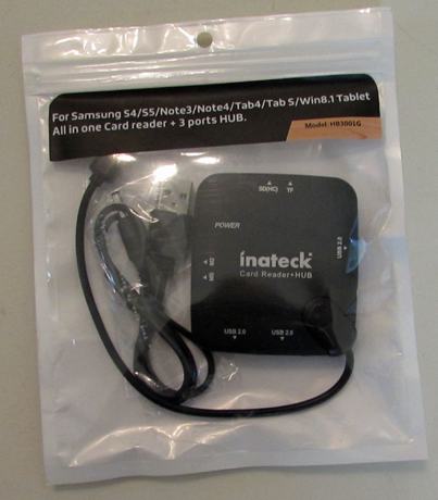 Inateck 3, 포트, USB 2.0, OTG, 허브, 카드 리더기, 태블릿, 전화