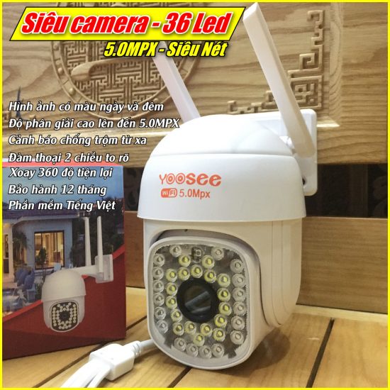 Camera Trong Nhà - Ngoài Trời Yoosee Ptz Mini 36Led Xoay 360 - Đàm Thoại - Full Hd Siêu Nét