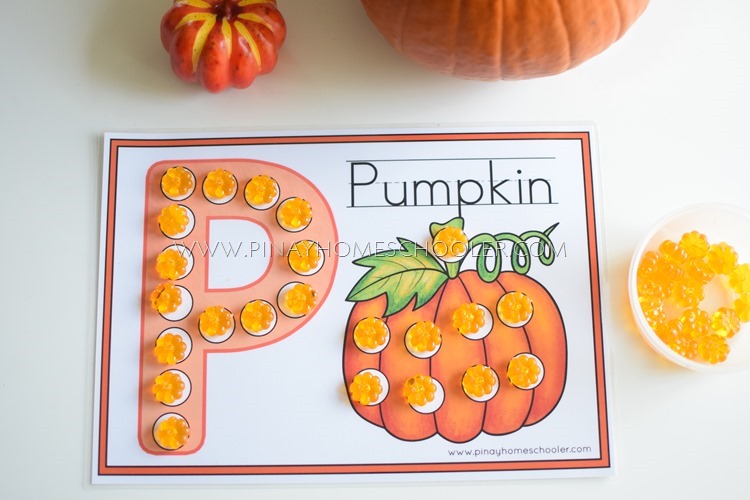 Using pumpkin counters with the activity sheet