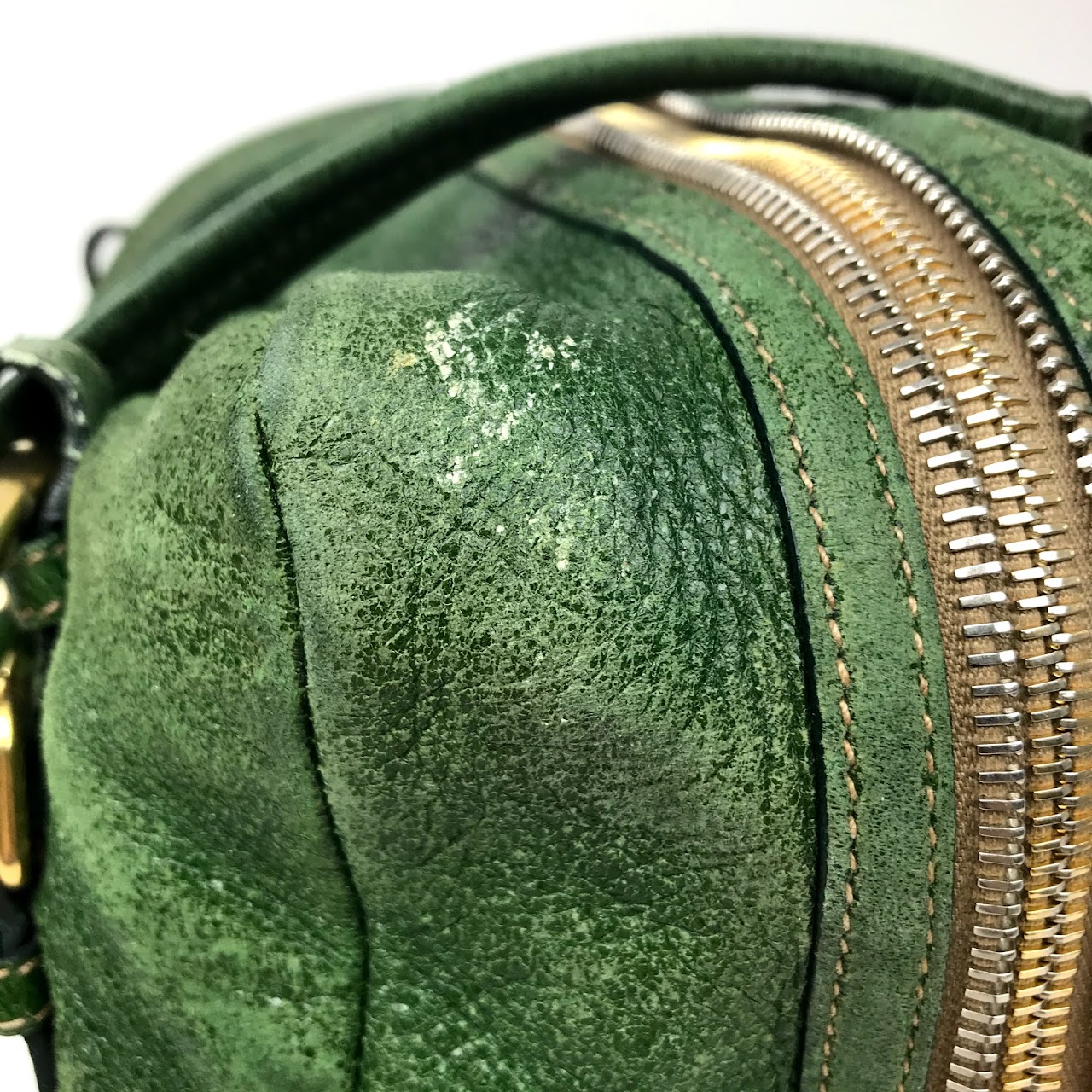 Prada Green Leather Shoulder Bag