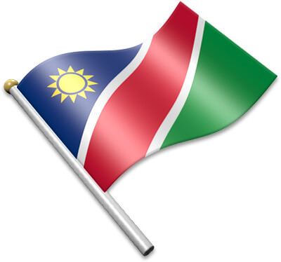 The Namibian flag on a flagpole clipart image