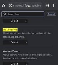 tabblad rasterlay-out chrome vlag