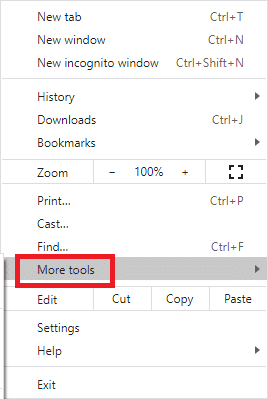 その他のツールをクリックしてください