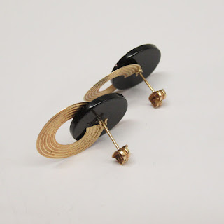 14K Gold and Acetate Modernist Earrings