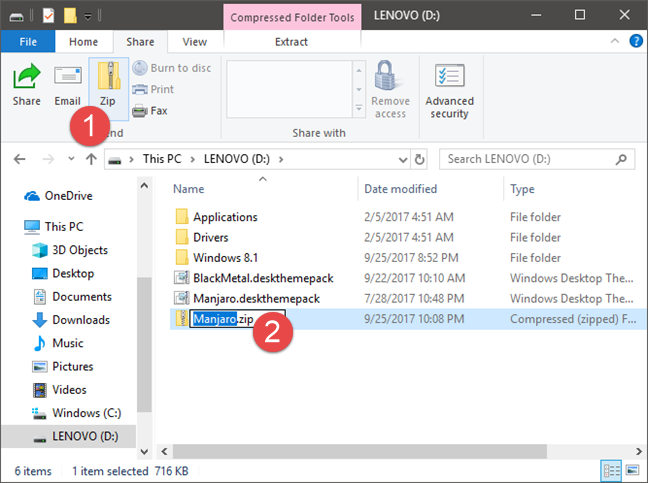 File Explorer, Windows, chia sẻ