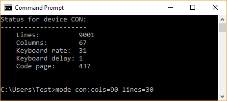 모드 con:cols=Width_Size lines=Height_Size