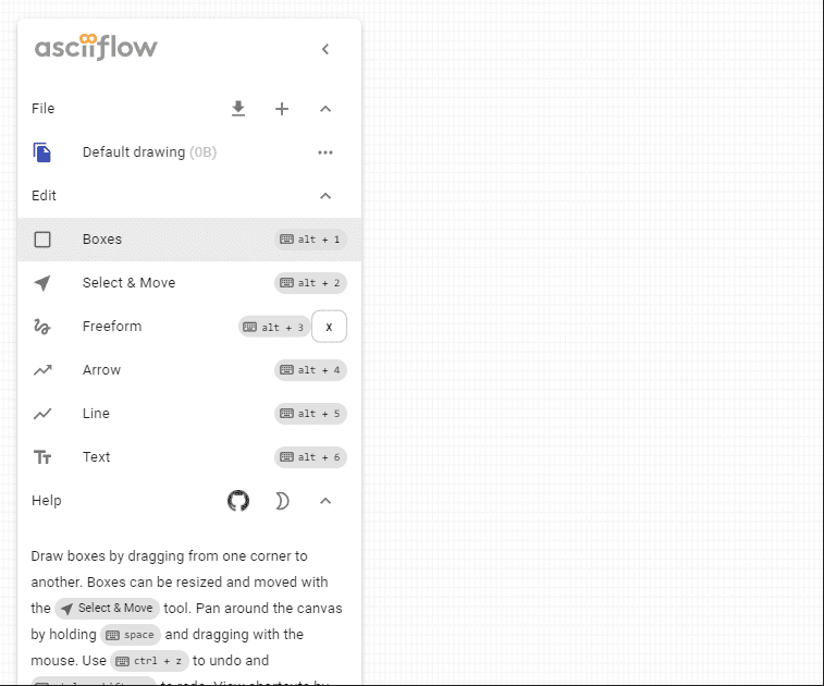 Oblast kreslení ASCIIFlow