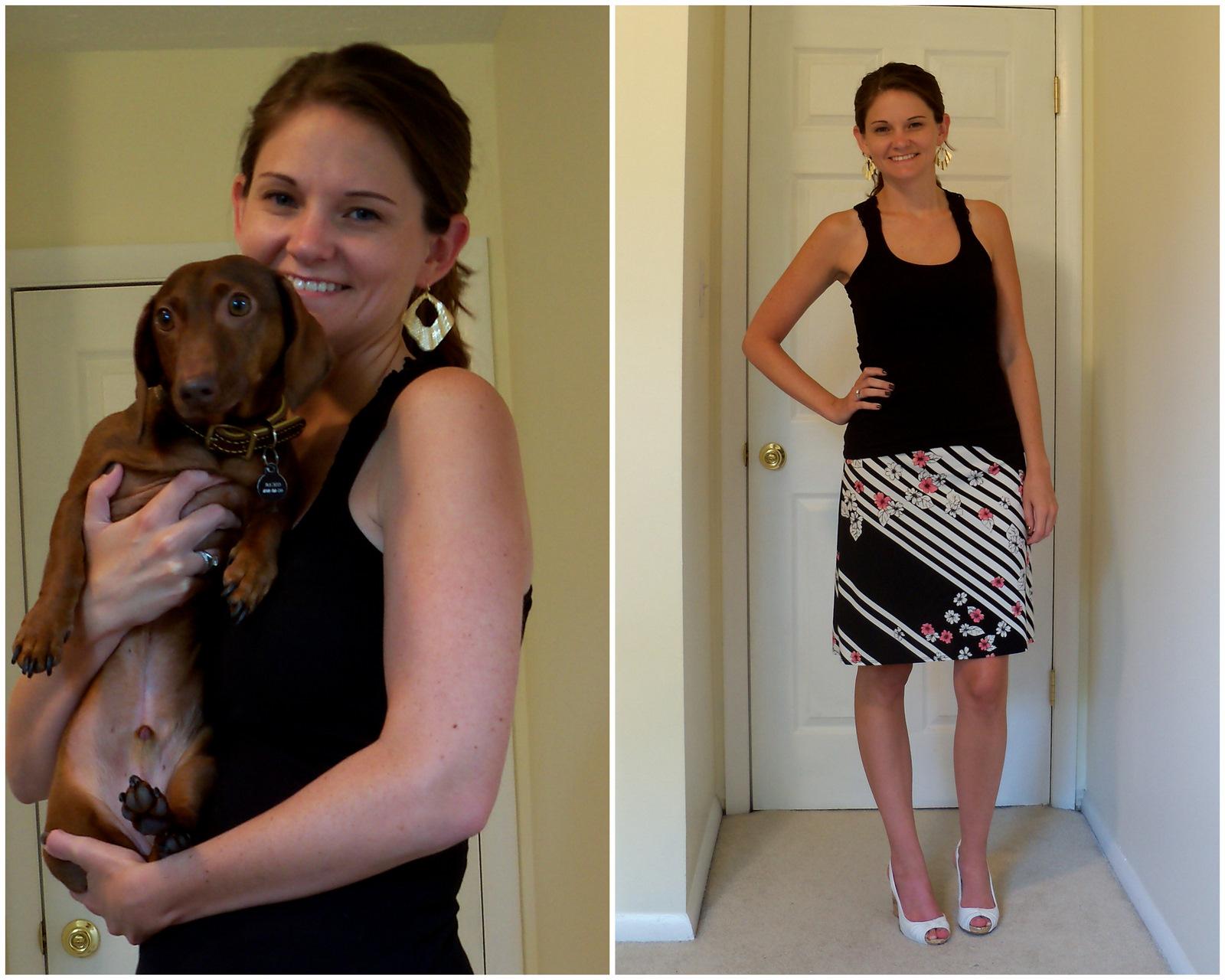 black and white print skirt