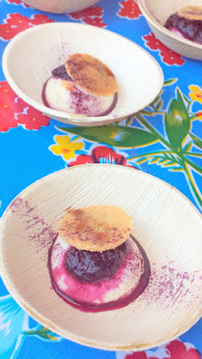 Philip Krajeck of Rolf and Daughters offers one of the few desserts of Night Market 2015, Blueberries, semolina, mascarpone, saba