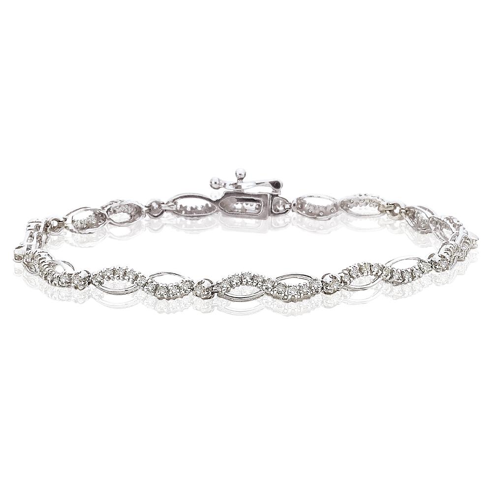 14K White Gold 1 ct. Diamond Tennis Bracelet  8