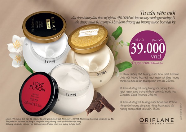 Chương trình ưu đãi dành cho tư vấn viên Oriflame 11-2017