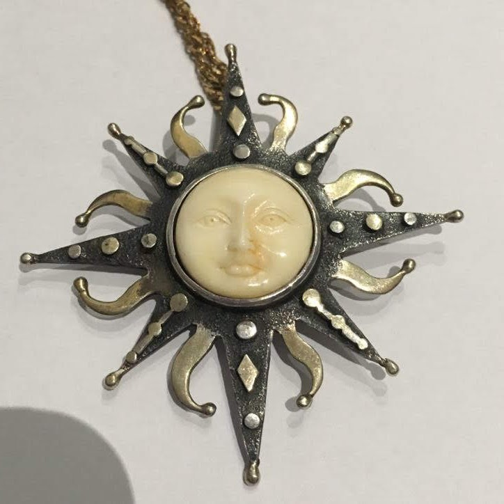 Sterling Silver Sun Pendant On Sterling Silver Chain