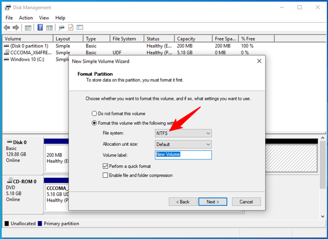 Formatee la partición de Windows 11 usando NTFS