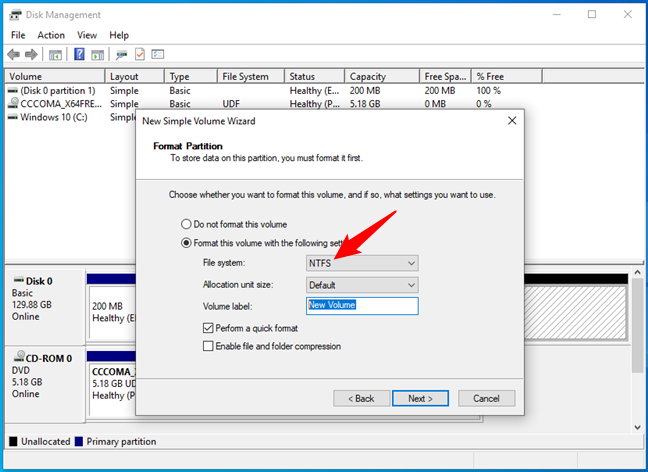 Formater la partition Windows 11 en NTFS