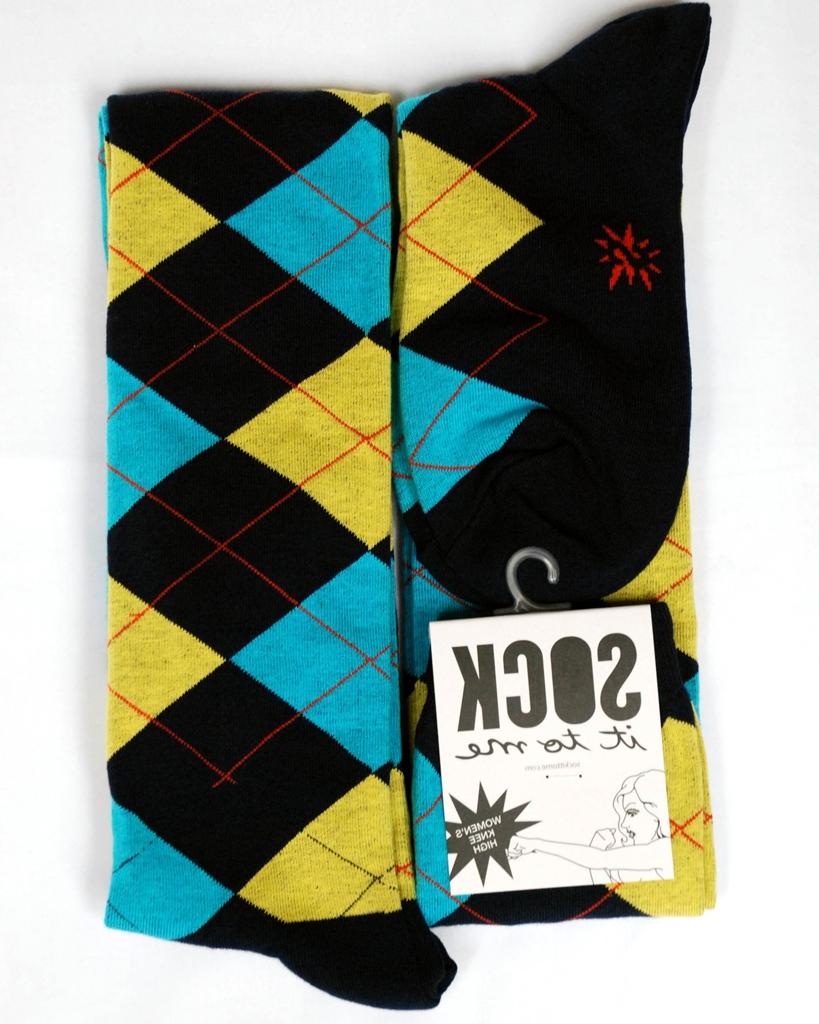 Navy-Blue-Yellow Argyle Womens