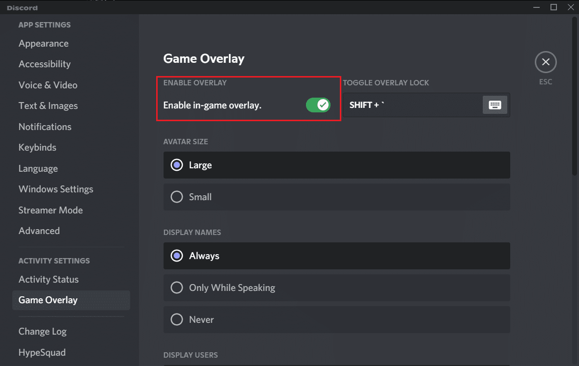 Исправить оверлей Discord, который не работает