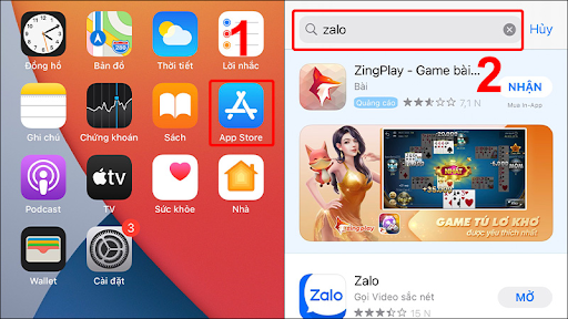Vào App Store và tìm ứng dụng Zalo