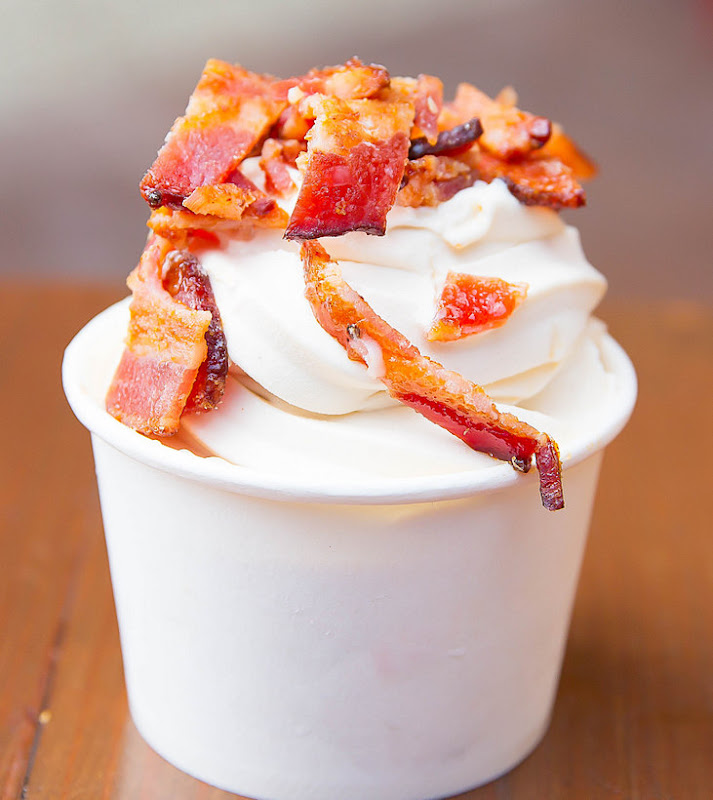 photo of Bananas Foster soft serve with candied bacon