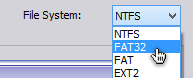 Pilih file System FAT32