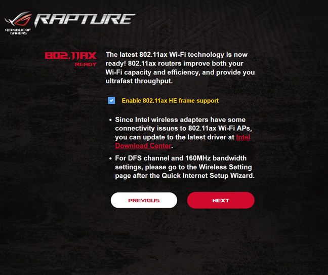 Включение Wi-Fi 6 на ASUS ROG Rapture GT-AX11000