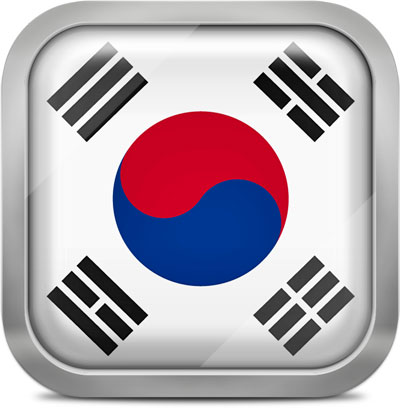 South Korea square flag with metallic frame
