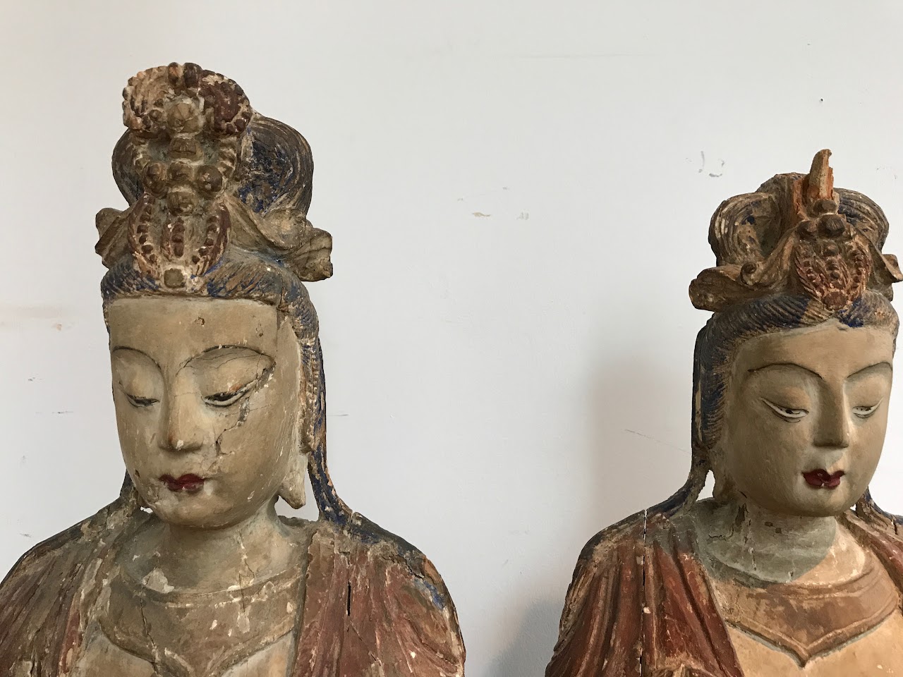 Chinese Carved Buddha Statue Pair