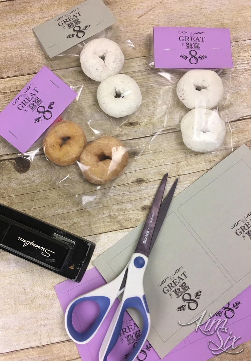 Printable donut bag eight party favors