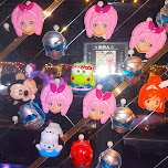 cute mirror with little sticky faces at Maharaja in Roppongi, Japan 