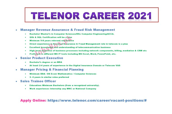 Telenor Company Jobs 2021 - jobs24pk