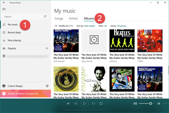 Groove Muziek, OneDrive, streaming