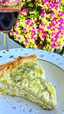 Balkan Cheese Pie - Burek recipe, using cottage cheese and feta, topped with dill. Just easy layering of cheese egg mixture with phyllo dough, like a Mediterranean or Eastern European quiche