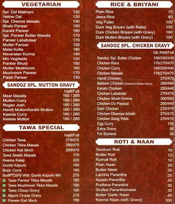 Sandoz menu 