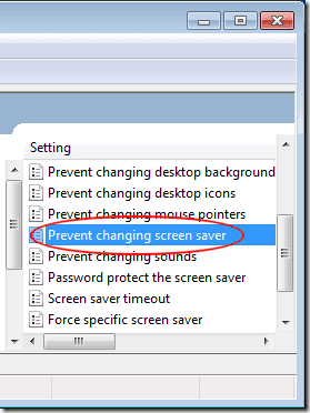 Impedisci la modifica dello screen saver in Windows 7