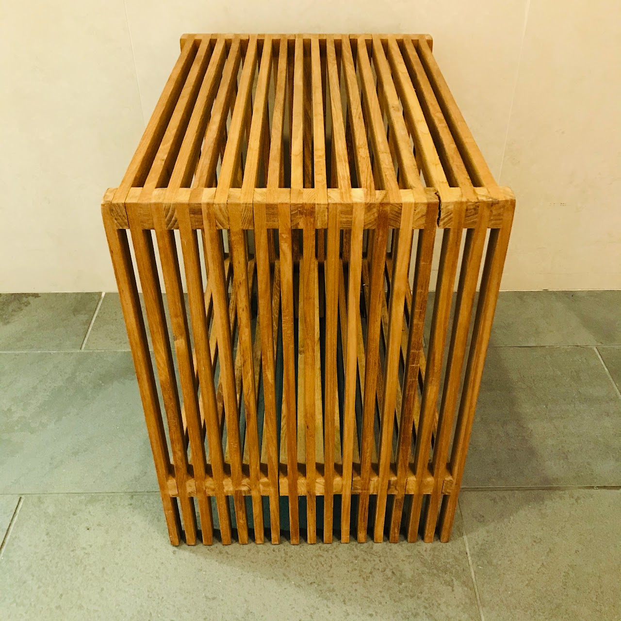 Slat Wood End Table