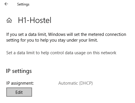 Desplácese hacia abajo y haga clic en el botón Editar en la configuración de IP