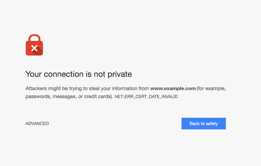 Correggi Safari Questa connessione non è privata