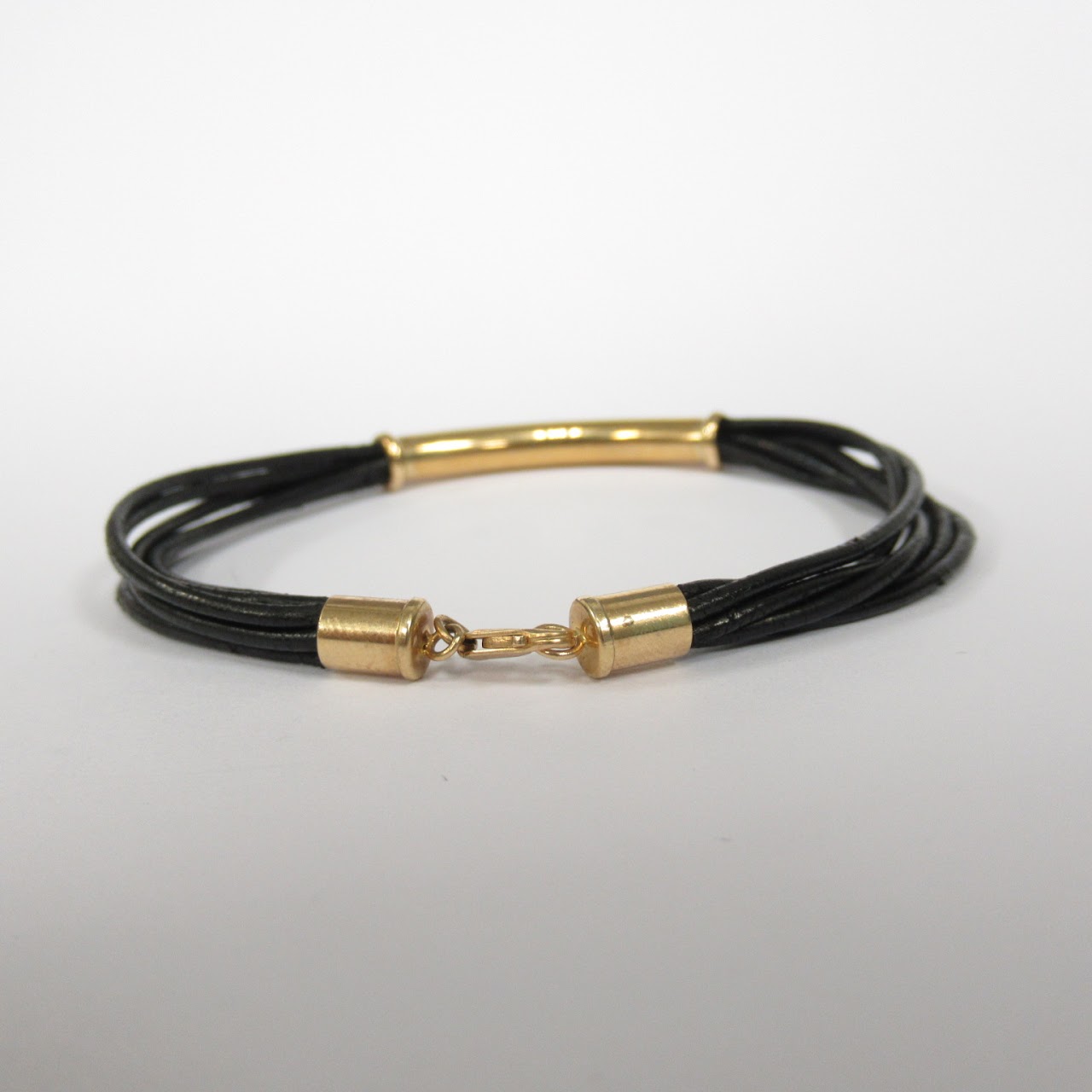 14K Gold and Leather Cord Bracelet