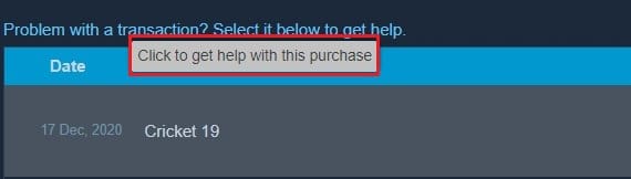 fare clic su acquisto in sospeso per aprire ulteriori opzioni |  Correggi l'errore di Steam della transazione in sospeso