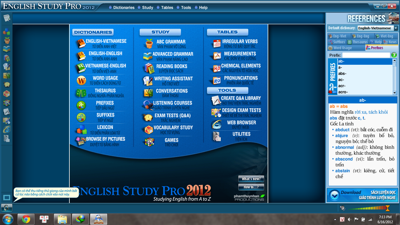 English Study Pro 2012 v2 Full - Phần mềm học tiếng Anh của người Việt ESP2012
