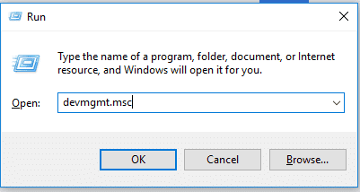 Stiskněte Windows + R a napište devmgmt.msc a stiskněte Enter